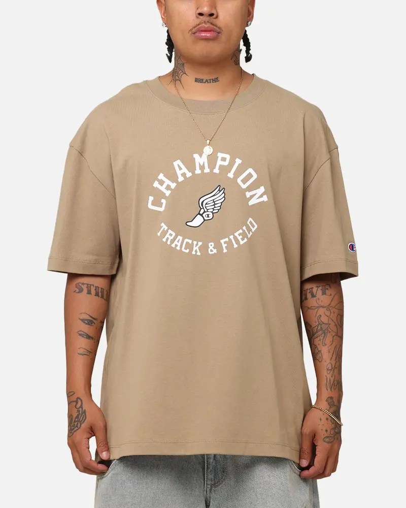Champion Heritage Collegiate Track And Field T-Shirt Whole Wheat Khaki 1