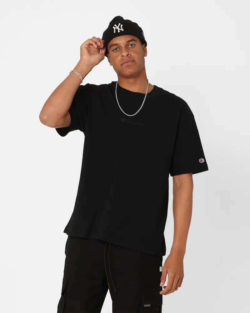 Champion Heritage New Script T-Shirt Black 1