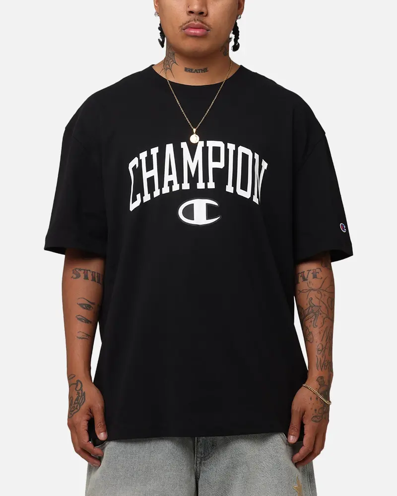Champion Heritage Varsity Graphic T-Shirt Black 1