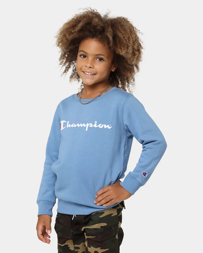 Champion Kids' Script Crewneck Denim Fade 1