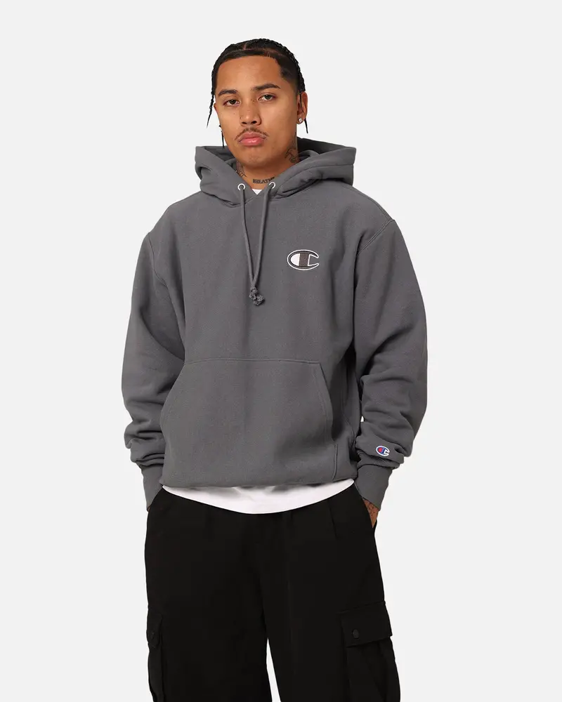 Champion Reverse Weave Big C Hoodie Medium Gray 1