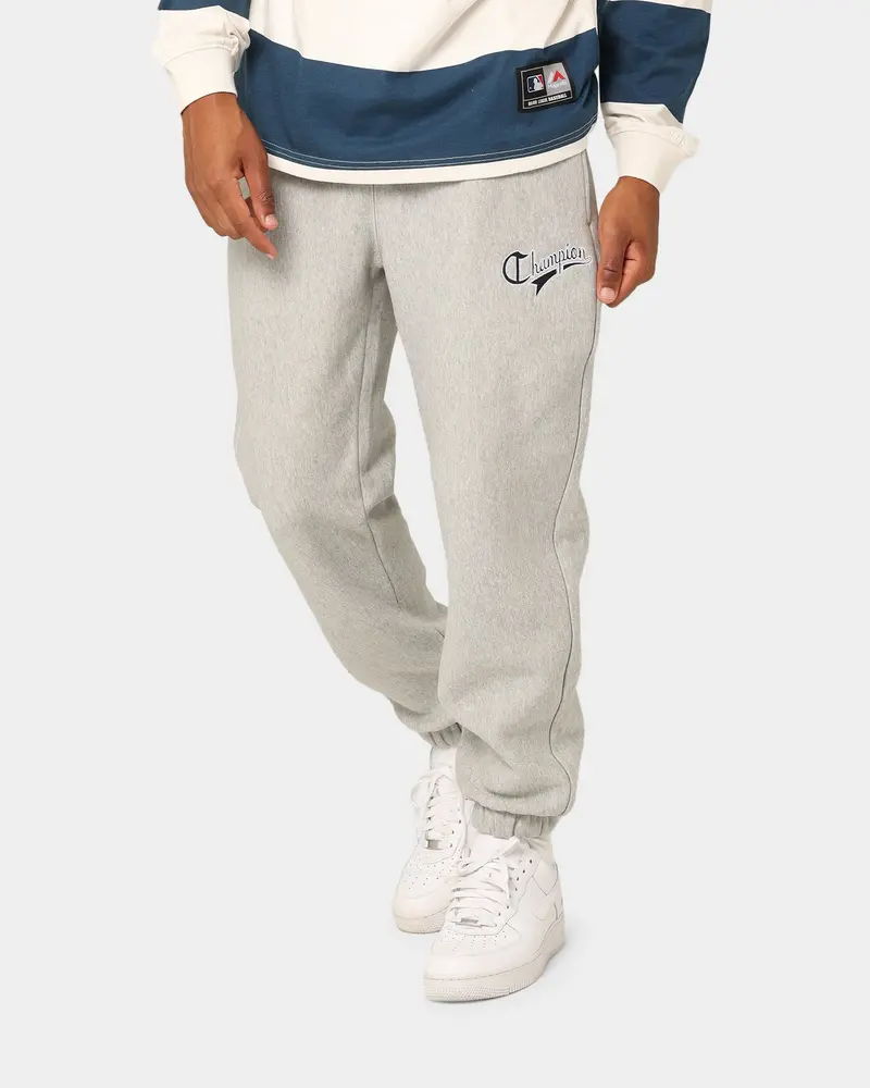 Champion Reverse Weave Cursive Logo Jogger Oxford Heather 1