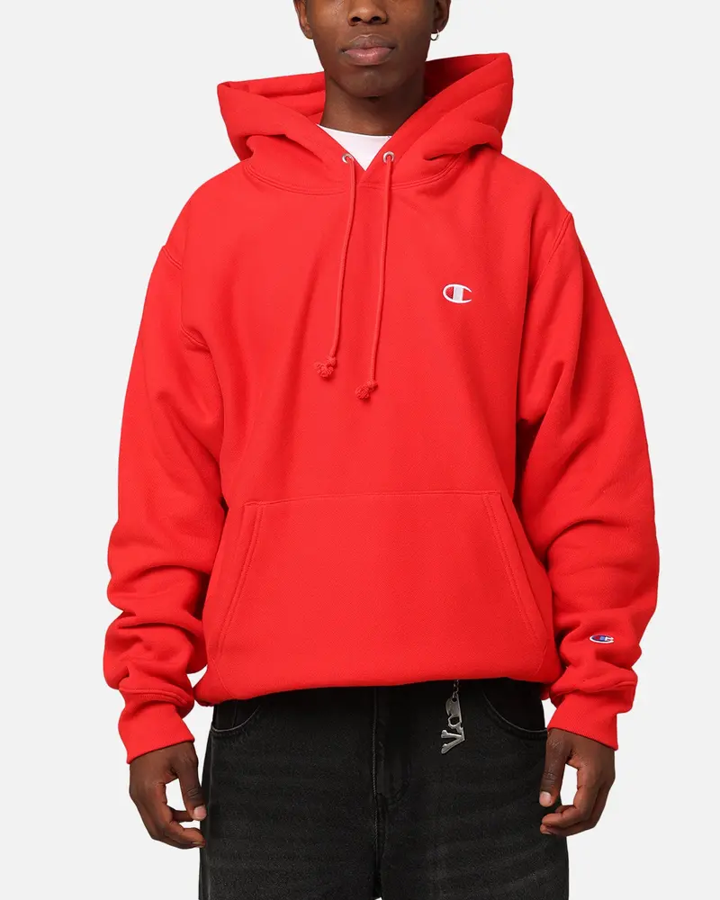 Champion Reverse Weave Small C Hoodie Team Red Scarlet 1