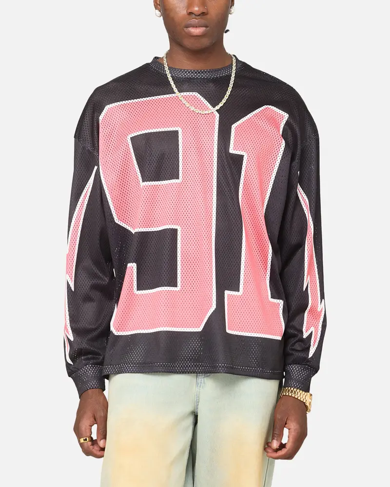 Criminal Damage 91 Mesh Long Sleeve T-Shirt Caviar 1