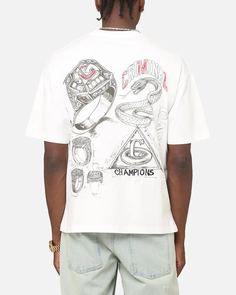 Criminal Damage Diamond Ring T-Shirt Off White 1