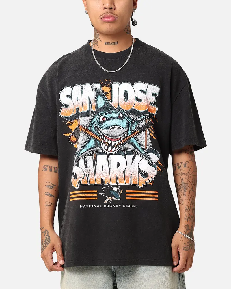 Culture Kings San Jose Sharks Shark Attack Heavy T-Shirt Vintage Black 1