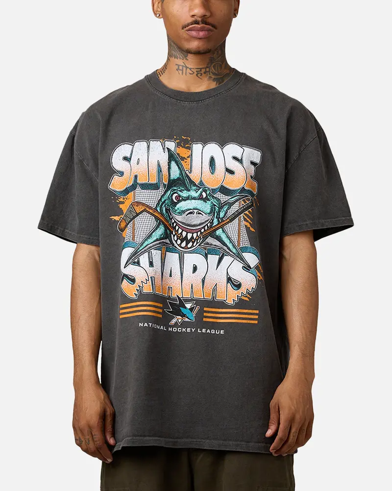 Culture Kings San Jose Sharks Shark Attack Heavyweight T-Shirt Black Wash 1