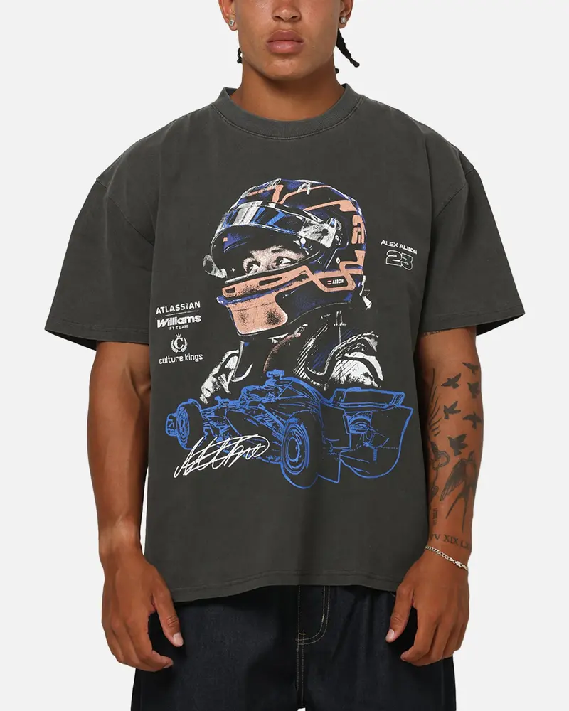 Culture Kings X Atlassian Williams F1 Team Alex Albon T-Shirt Black Acidwash 1