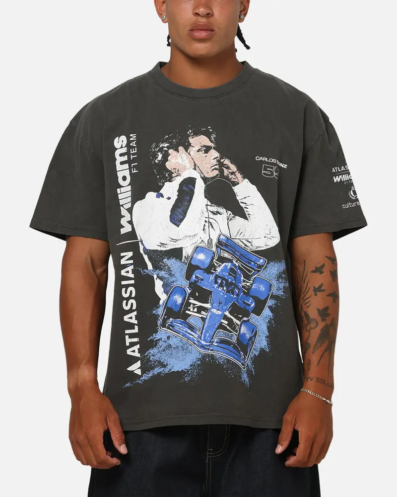 Culture Kings X Atlassian Williams F1 Team Carlos Sainz Jr. T-Shirt Black Acidwash 1