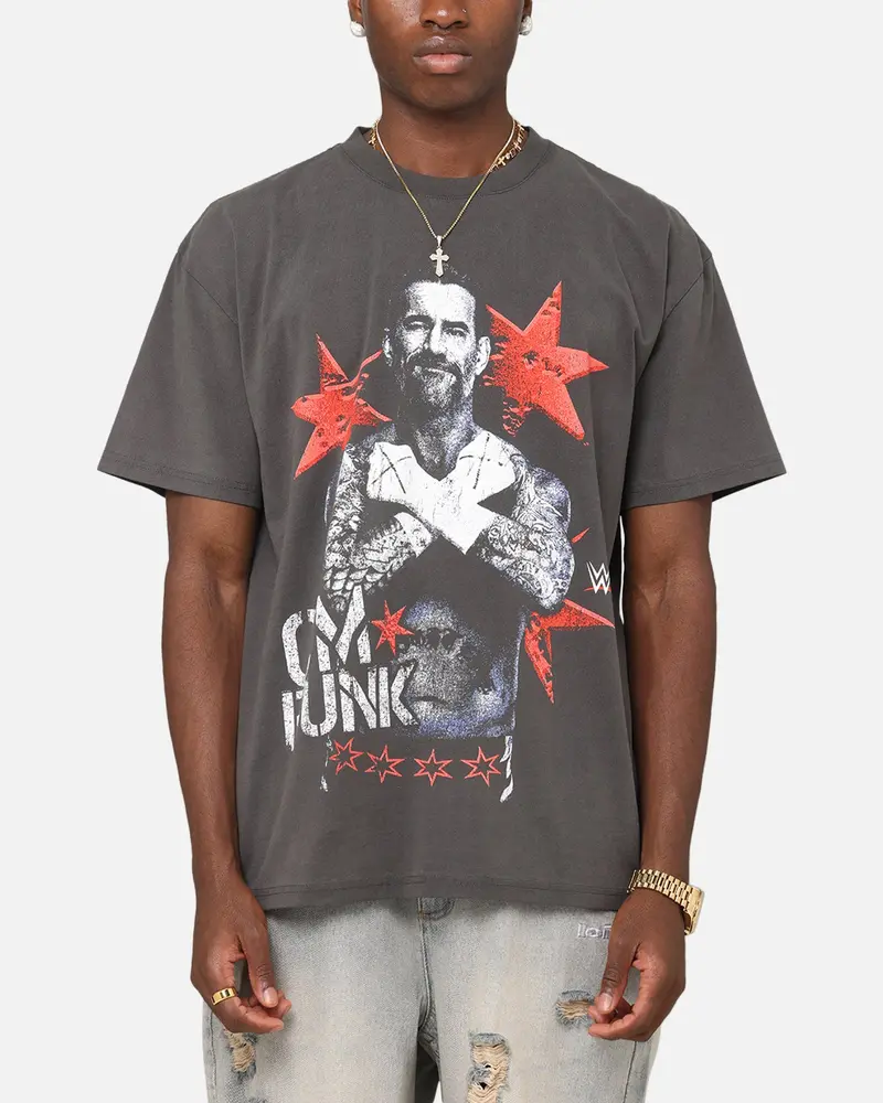 Culture Kings X Wwe Cm Punk Heavy T-Shirt Black Wash 1