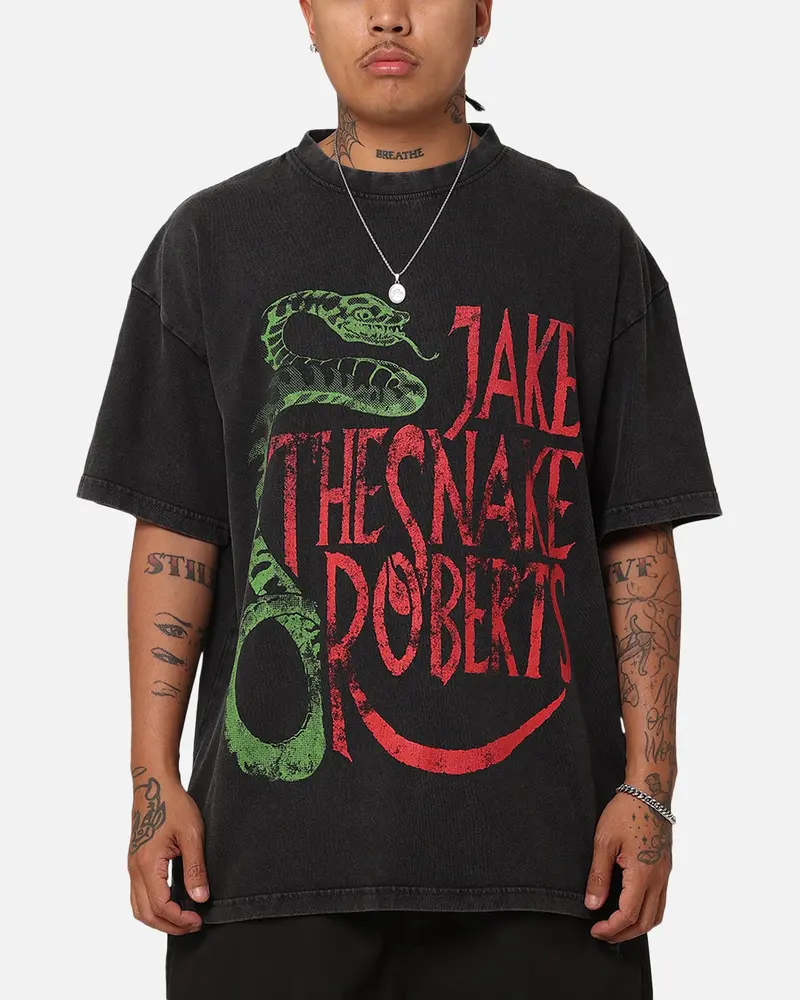 Culture Kings X Wwe Jake "The Snake" Roberts Vintage T-Shirt Black Acidwash 1