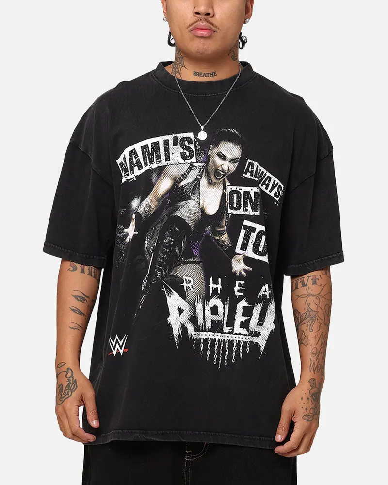 Culture Kings X Wwe Rhea Ripley Vintage T-Shirt Black Acidwash 1