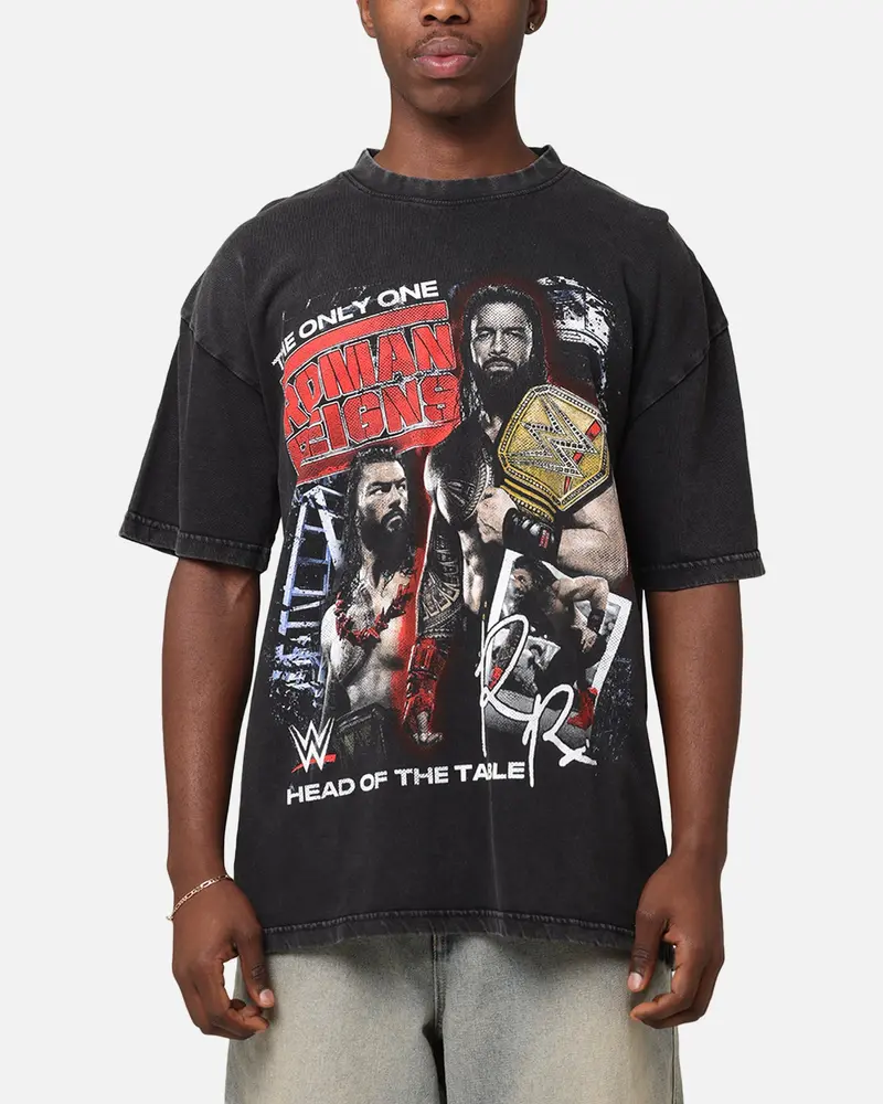 Culture Kings X Wwe Roman Reigns Vintage T-Shirt Black Acidwash 1