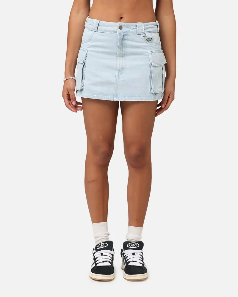 Dickies Women's 874 Light Denim Cargo Mini Skirt Sky Blue 1
