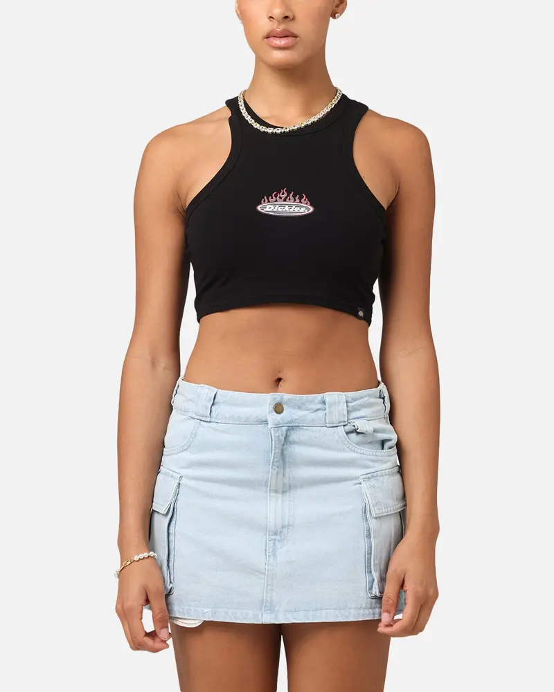Dickies Women's Fire Boy Crop Tank Black 1
