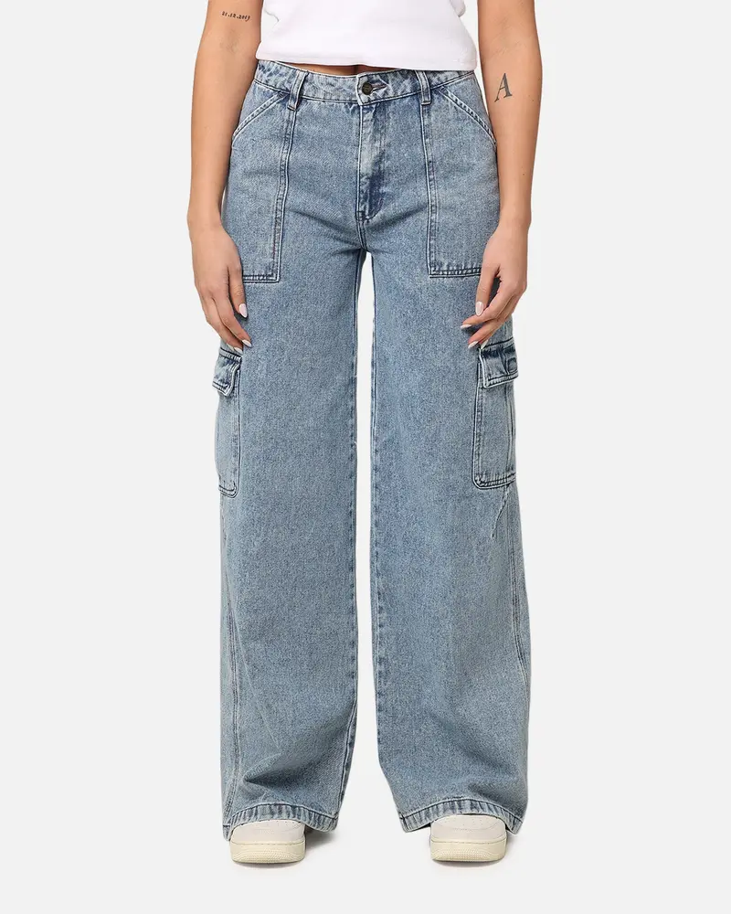 Dickies Women's Voss Aged Denim Jeans Stone Washed Indigo 1