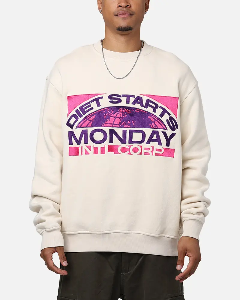 Diet Starts Monday Diet Crop Sweatshirt Crewneck Antique White 1