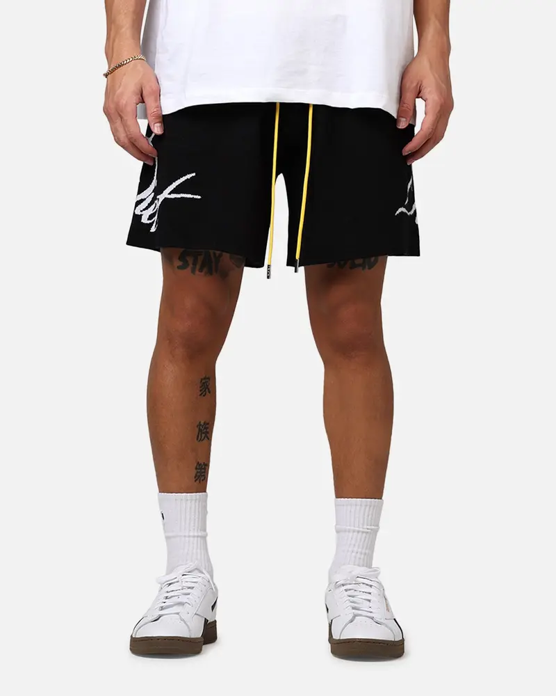 Diet Starts Monday Knitted Script Shorts Black 1