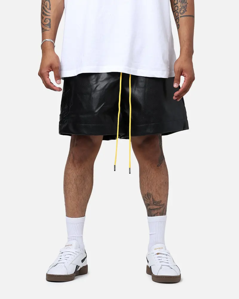 Diet Starts Monday Leather Script Shorts Black 1
