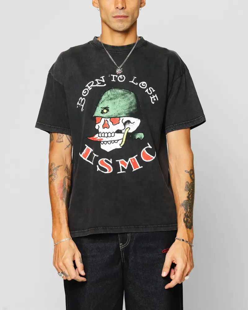 Ed Hardy Born To Lose T-Shirt Black Acidwash 1