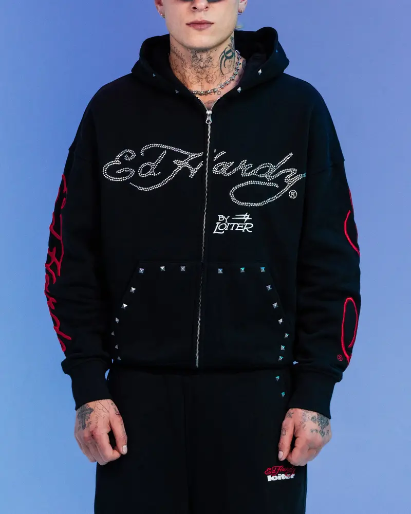 Ed Hardy By Loiter Full Zip Hoodie Black 1