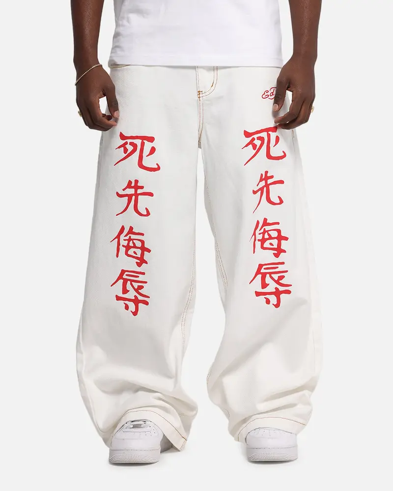 Ed Hardy Death Before Dishonour Jeans Off White 1