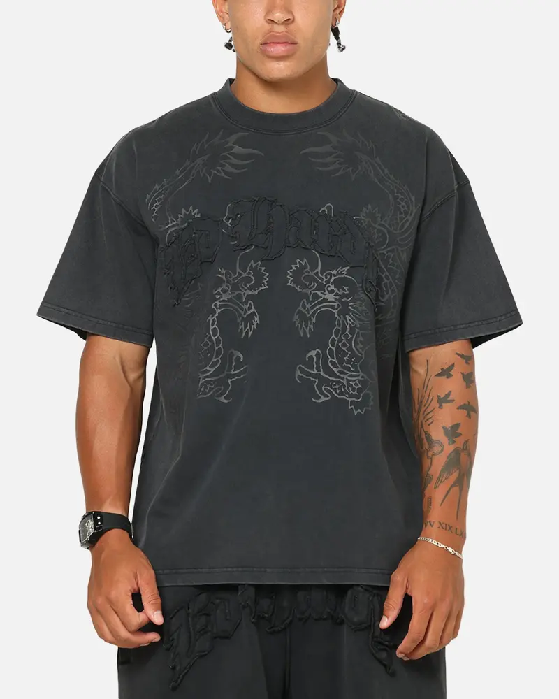Ed Hardy Double Dragon Applique T-Shirt Black 1