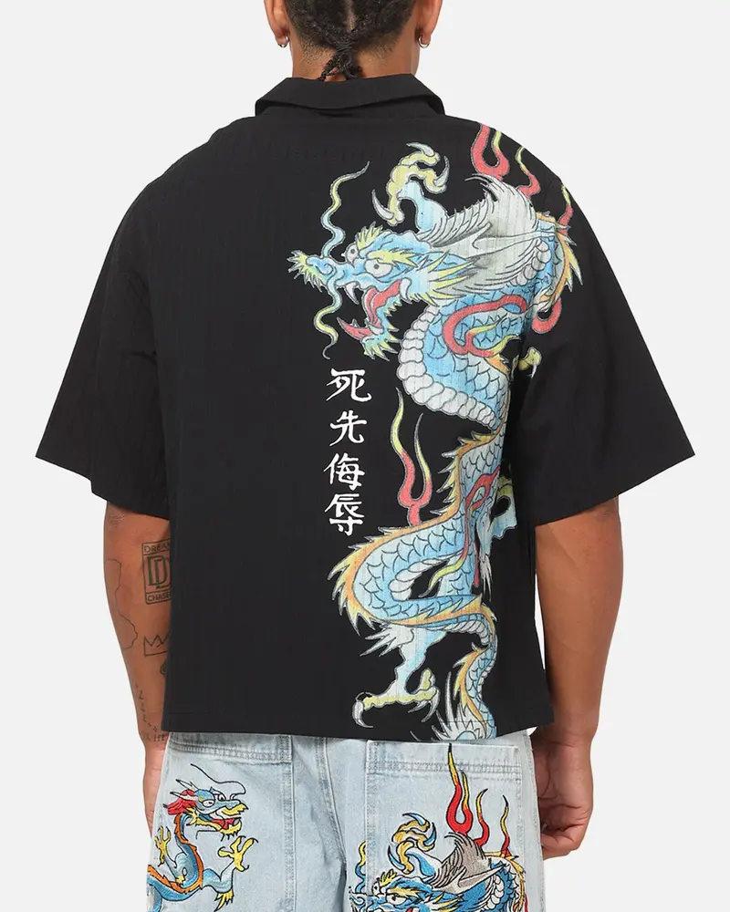 Ed Hardy Dragon Button Up Shirt Charcoal 1