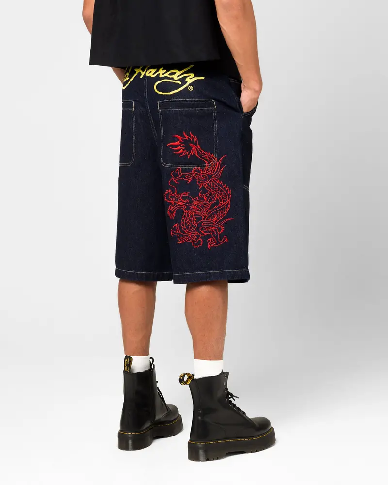 Ed Hardy Dragon Jorts Indigo 1