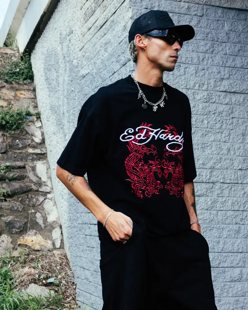 Ed Hardy Dragon Oversized T-Shirt Black 1