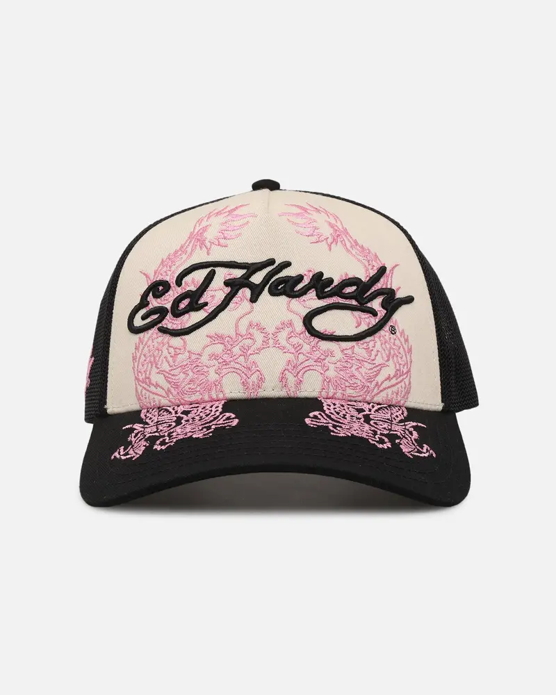 Ed Hardy Dragon Trucker Snapback Black/White 1