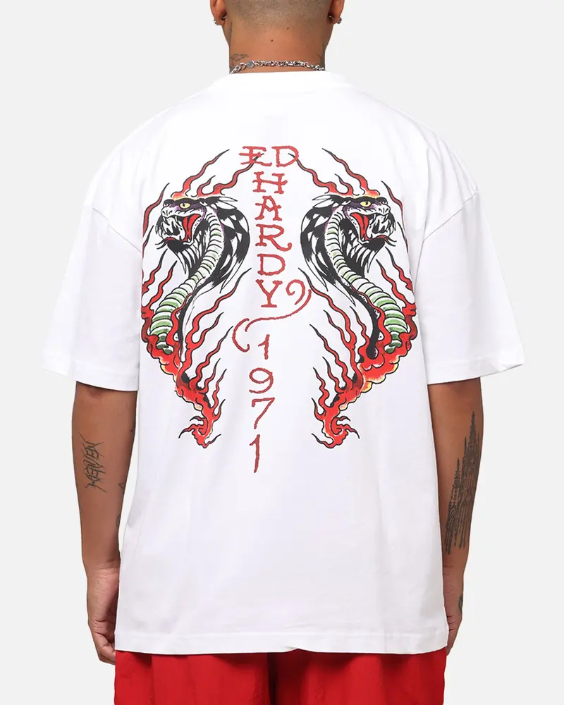 Ed Hardy Flaming Cobra T-Shirt White 1