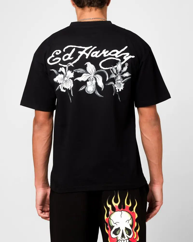 Ed Hardy Flowers T-Shirt Black 1