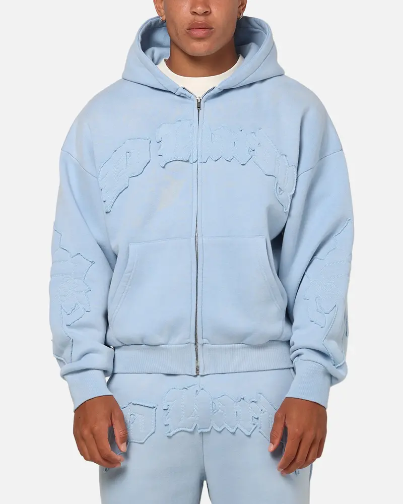 Ed Hardy Fray Zip Hoodie Blue 1