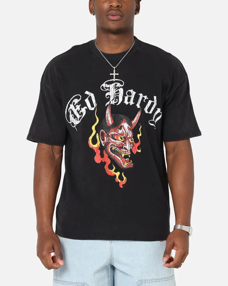 Ed Hardy Mask Of Mischief T-Shirt Black Acidwash 1