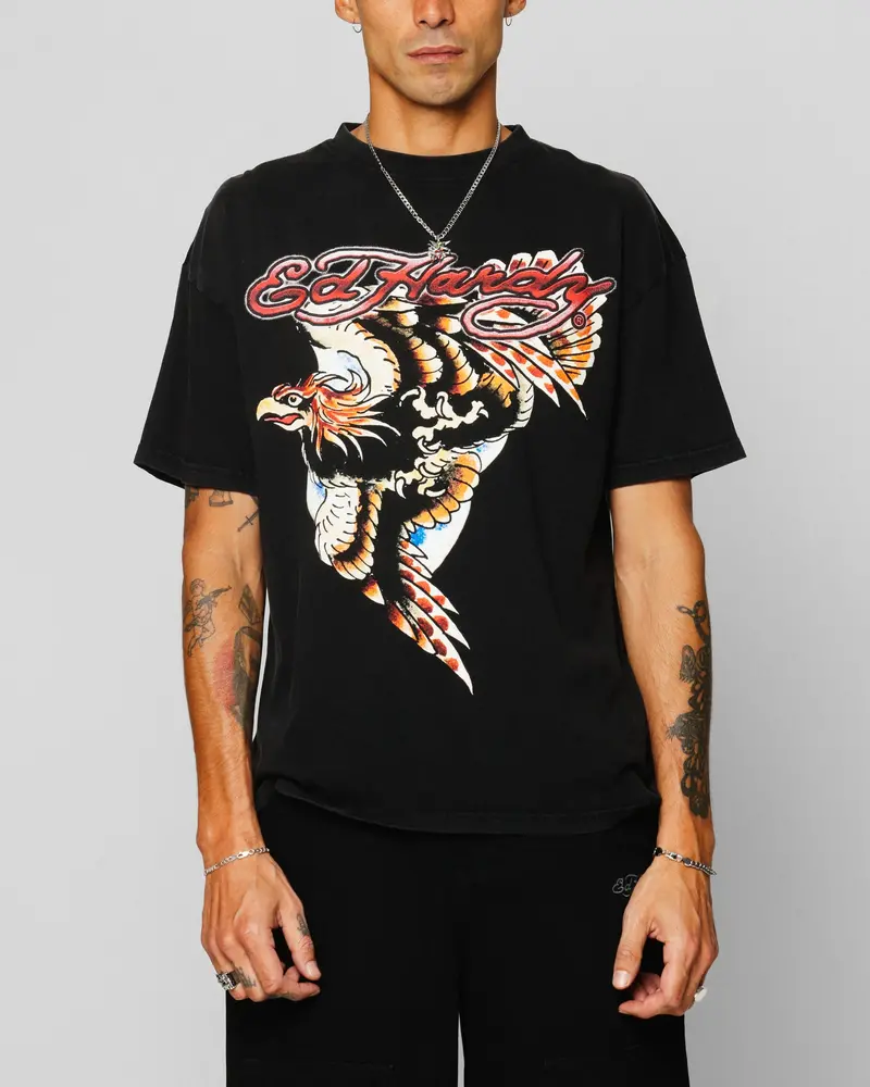 Ed Hardy Motor Cycle Club T-Shirt Black Acidwash 1
