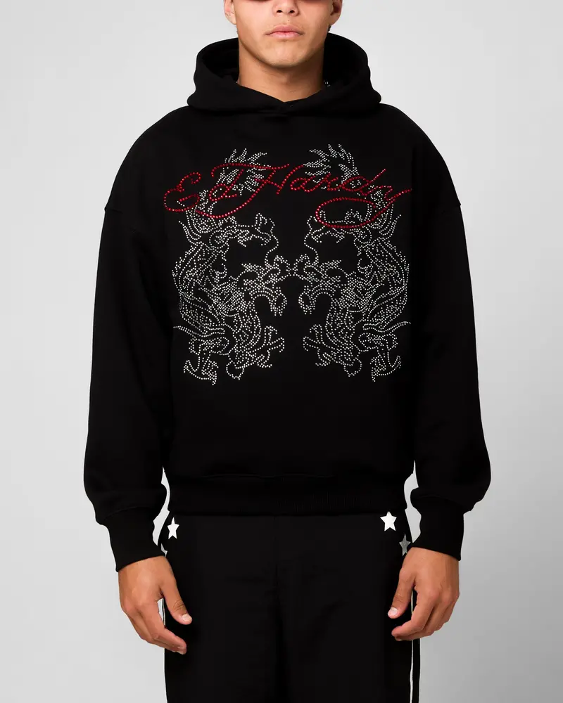 Ed Hardy Rhinestone Dragon Hoodie Black 1
