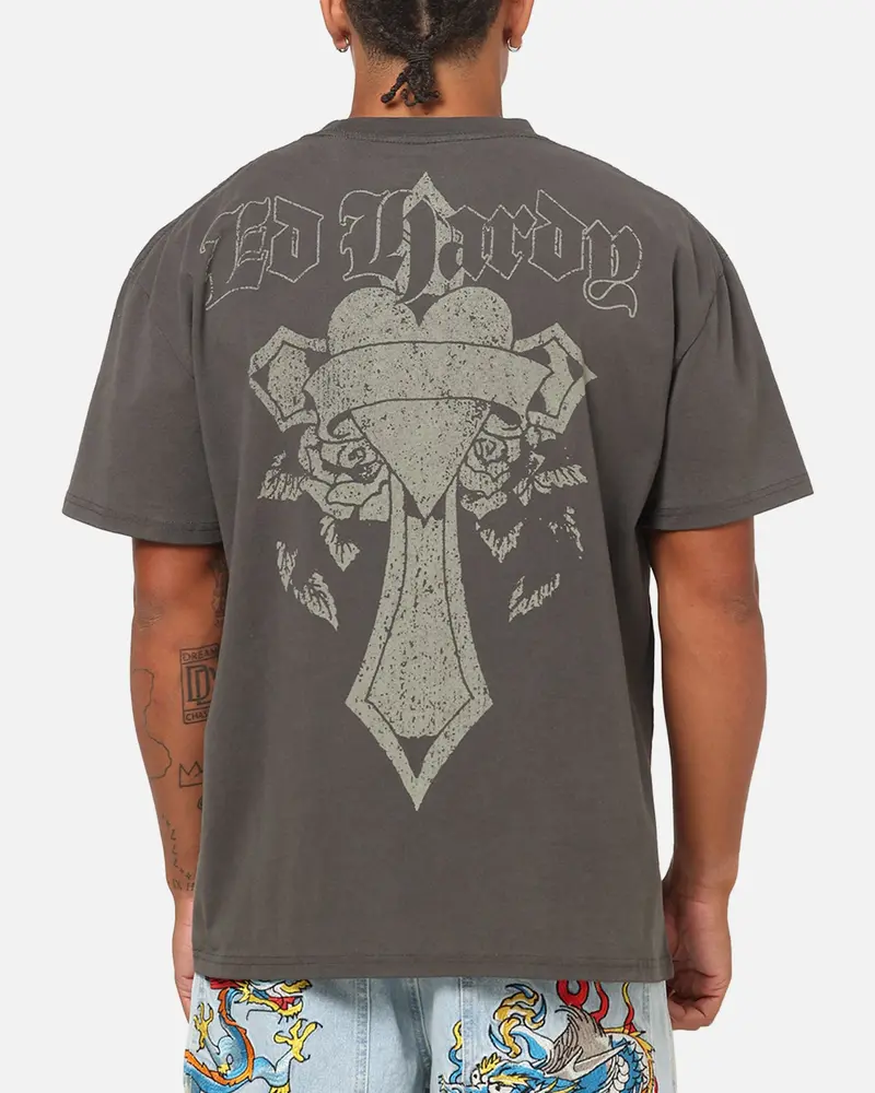 Ed Hardy Sacred Heart T-Shirt Black Wash 1