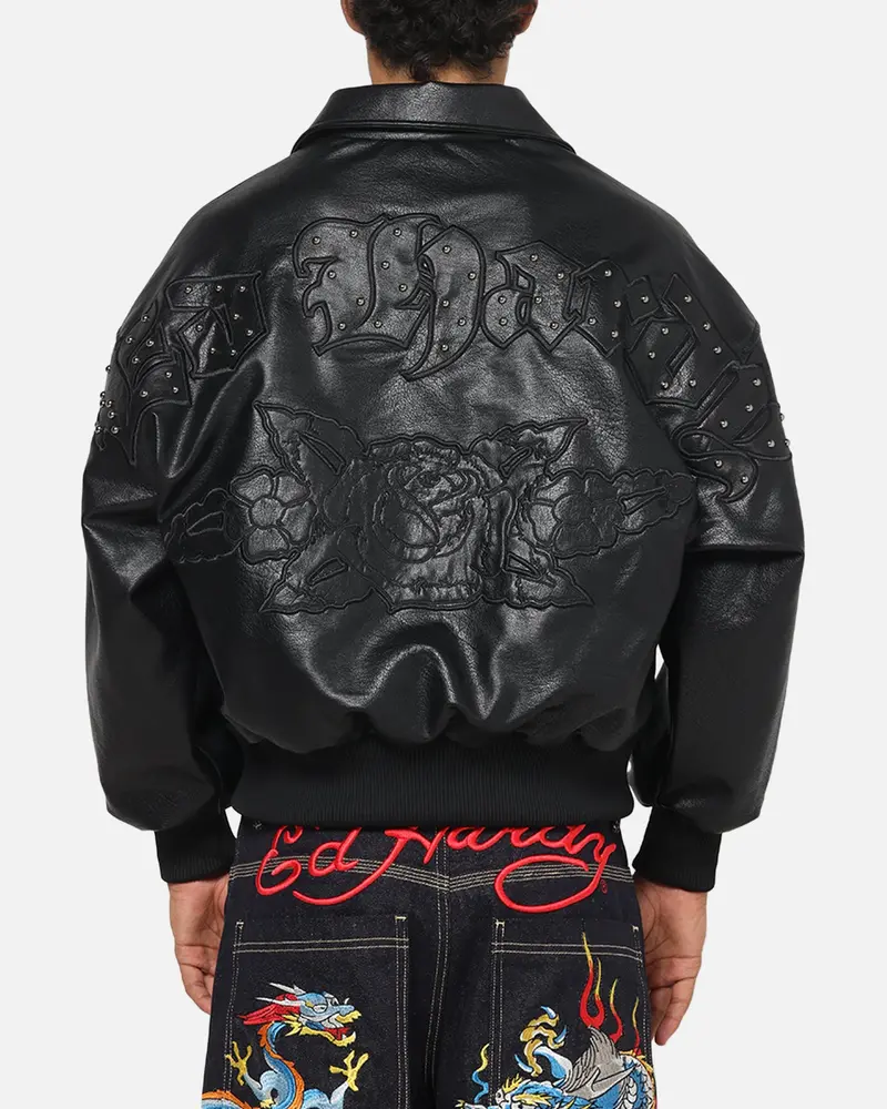 Ed Hardy Studded Bomber Jacket Black 1
