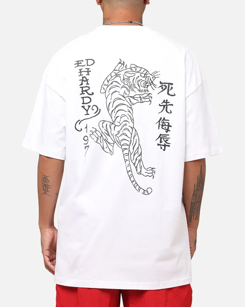 Ed Hardy Tiger Stamp T-Shirt White 1