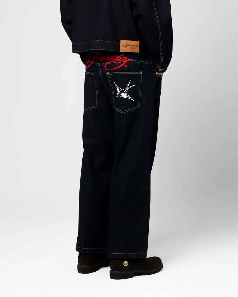 Ed Hardy Wide Leg Jeans Indigo Denim 1