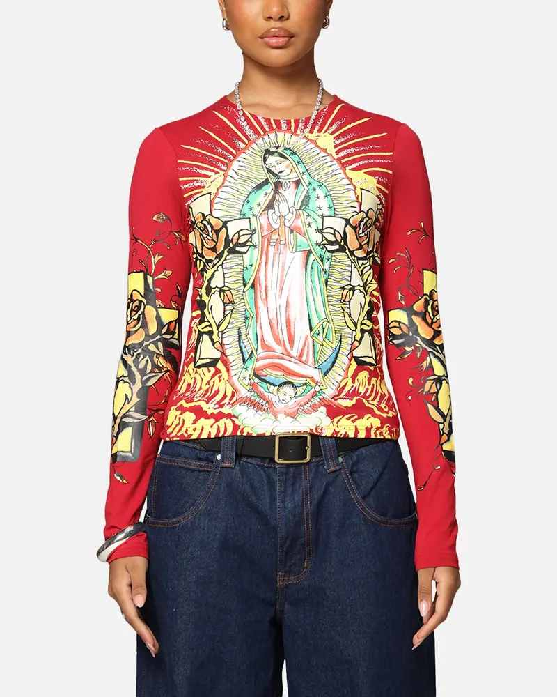Ed Hardy Women's Divine Long Sleeve T-Shirt Red 1
