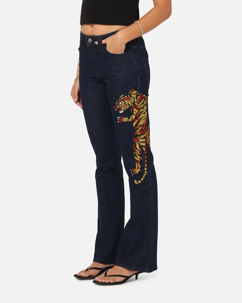Ed Hardy Women's Feline Bootleg Jeans Indigo Denim 1