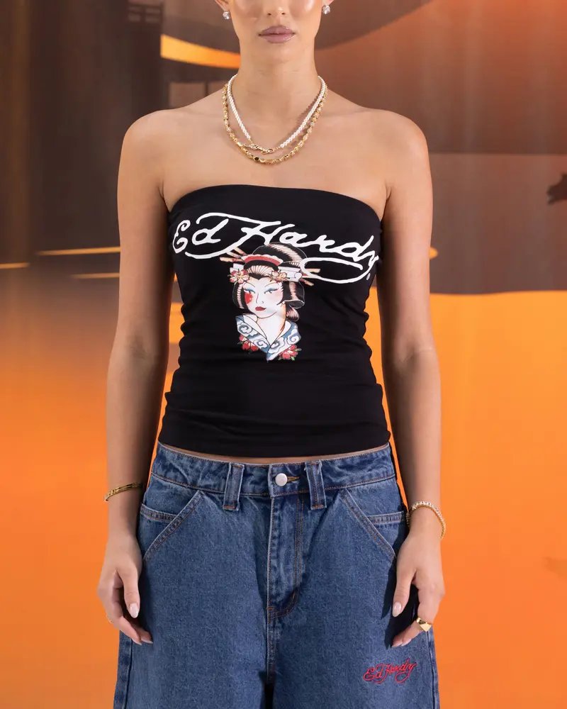 Ed Hardy Women's Geisha Boob Tube Black 1