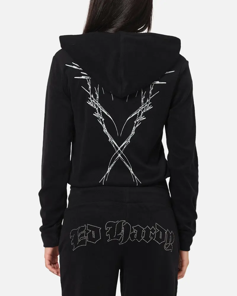 Ed Hardy Women's Raver Cropped Hoodie Black 1
