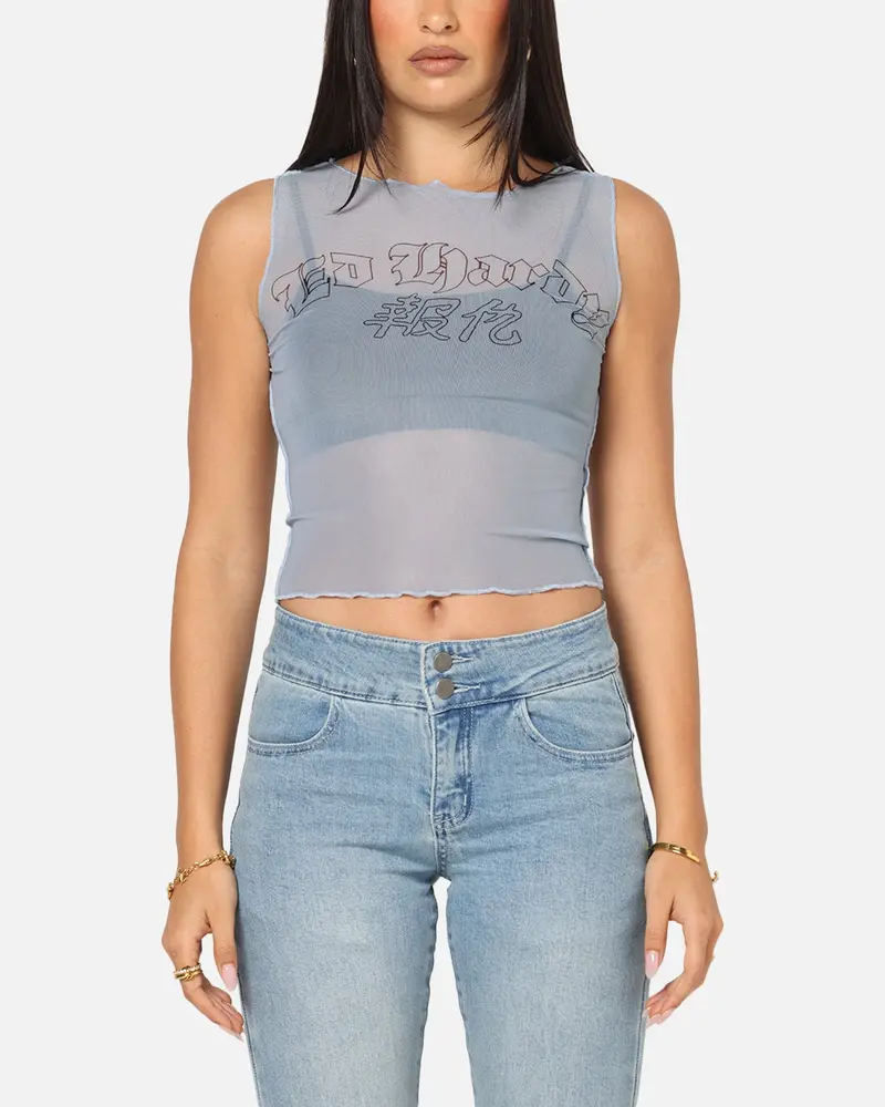 Ed Hardy Women's Revenge Mesh Top Blue 1