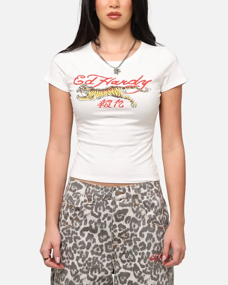 Ed Hardy Women's Tiger Baby T-Shirt White 1