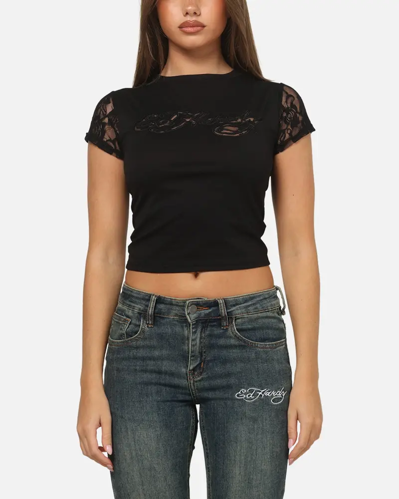 Ed Hardy Women's Veil Baby T-Shirt Black 1