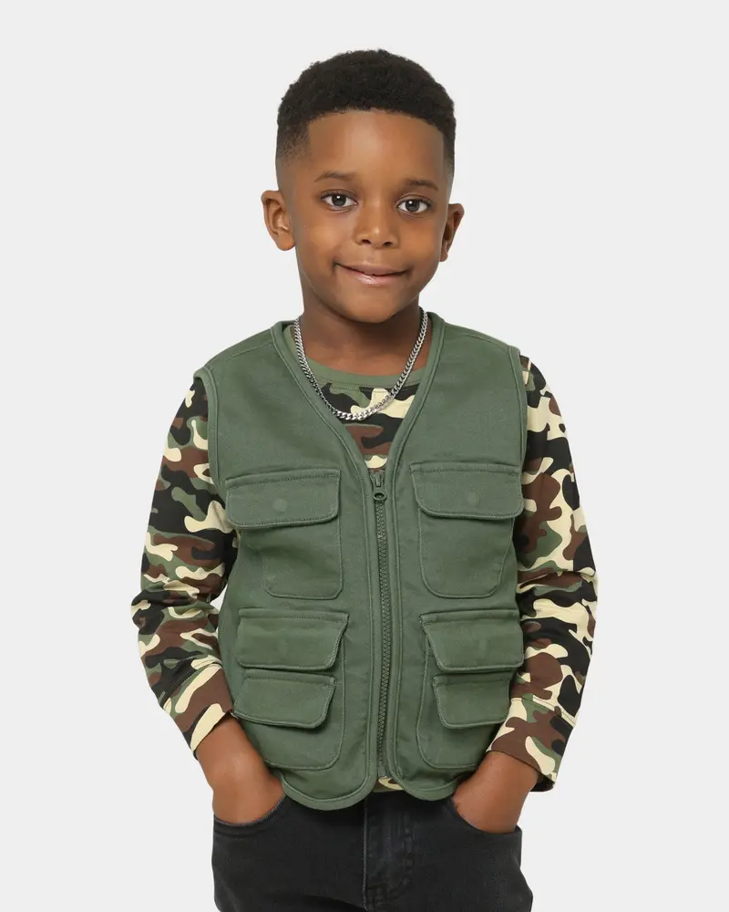 En Es Kid's Mini Military Vest Khaki 1