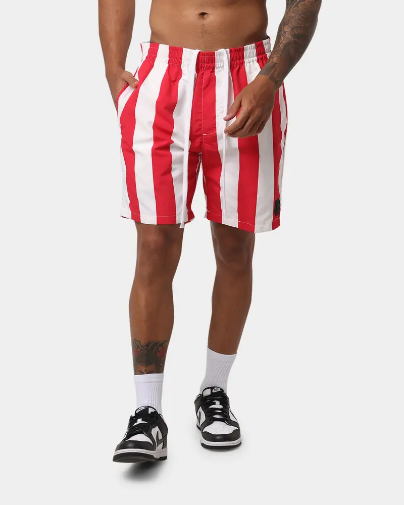 En Es Neptune Stripe Beach Shorts Red/White 1